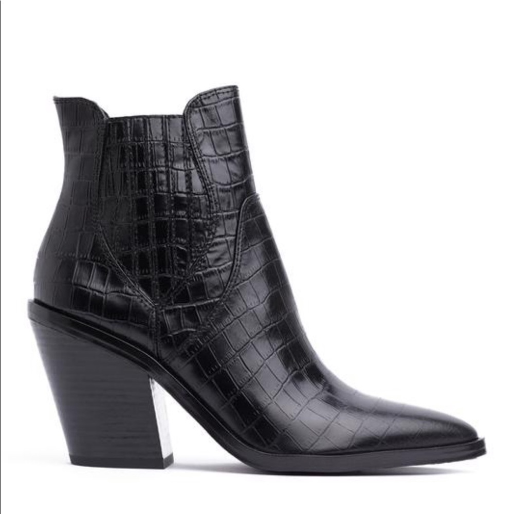 Rebecca Minkoff Sabana Croc-Embossed Leather Booties
